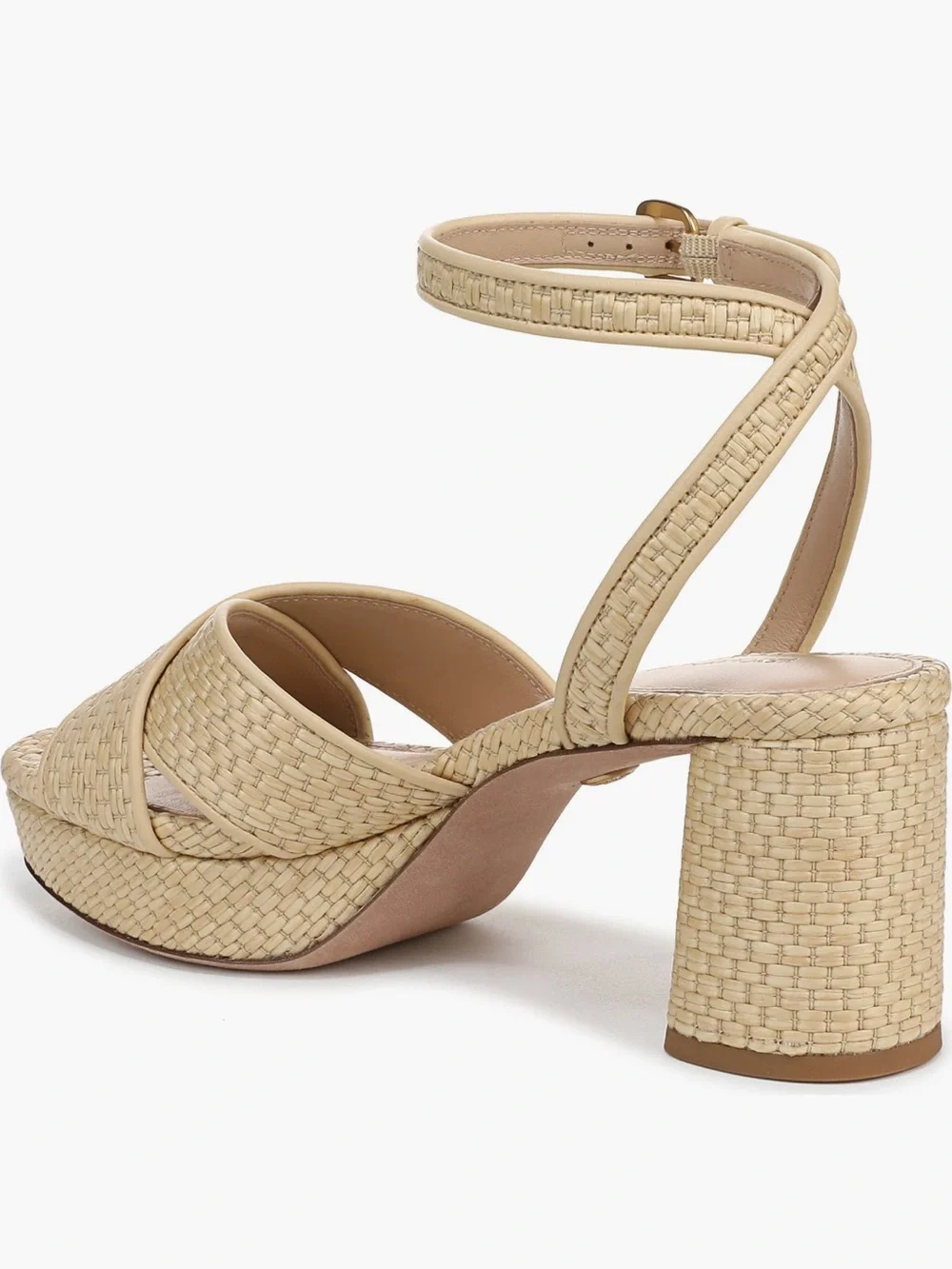 Veronica Beard Beige Woven Platform Danika Ankle-Strap Sandals New w/o Box